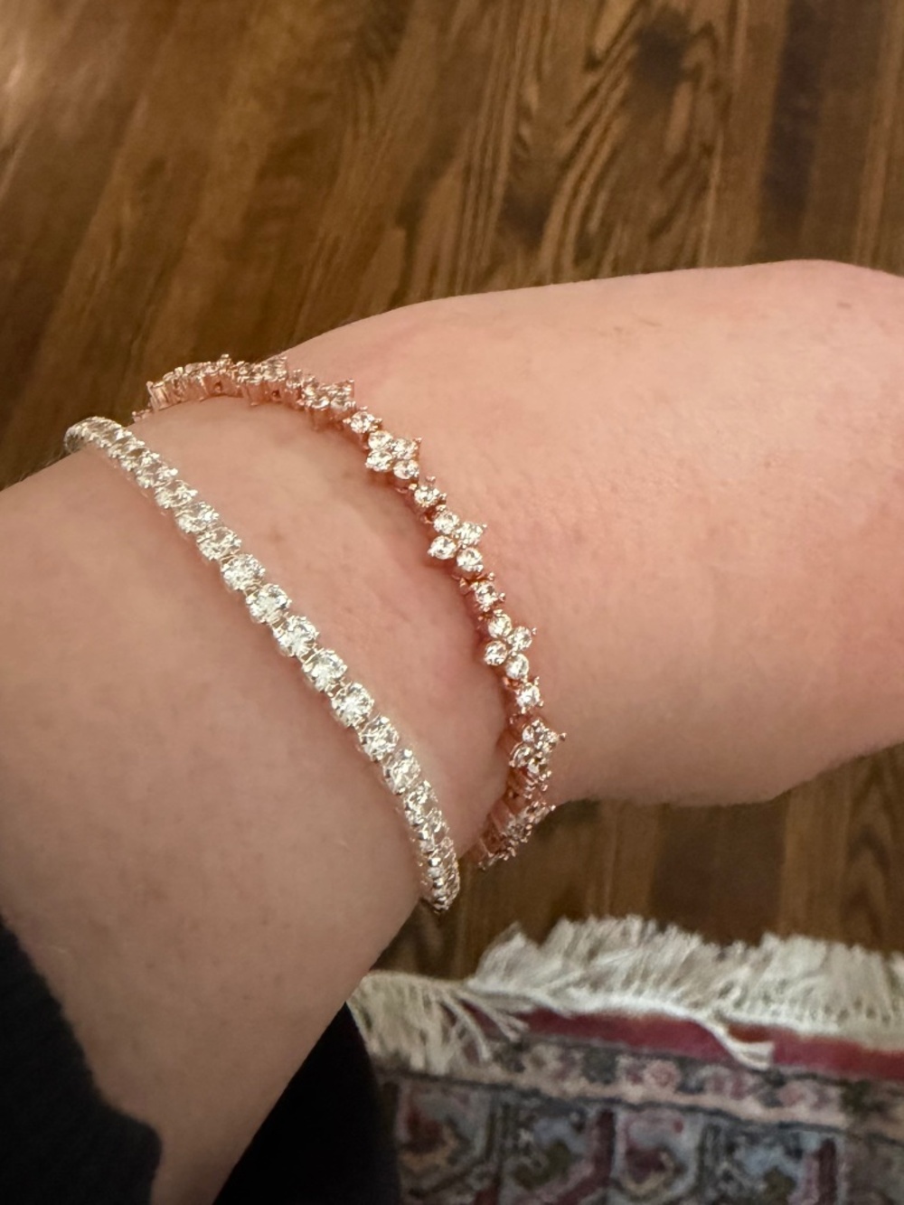 Rose Gold Tone Plated 925 Silver Tennis Bracelet with CZ Stones